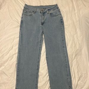 Women Mid Rise Flare Jeans Wide Leg Slit Ankle Casual Denim Pants
